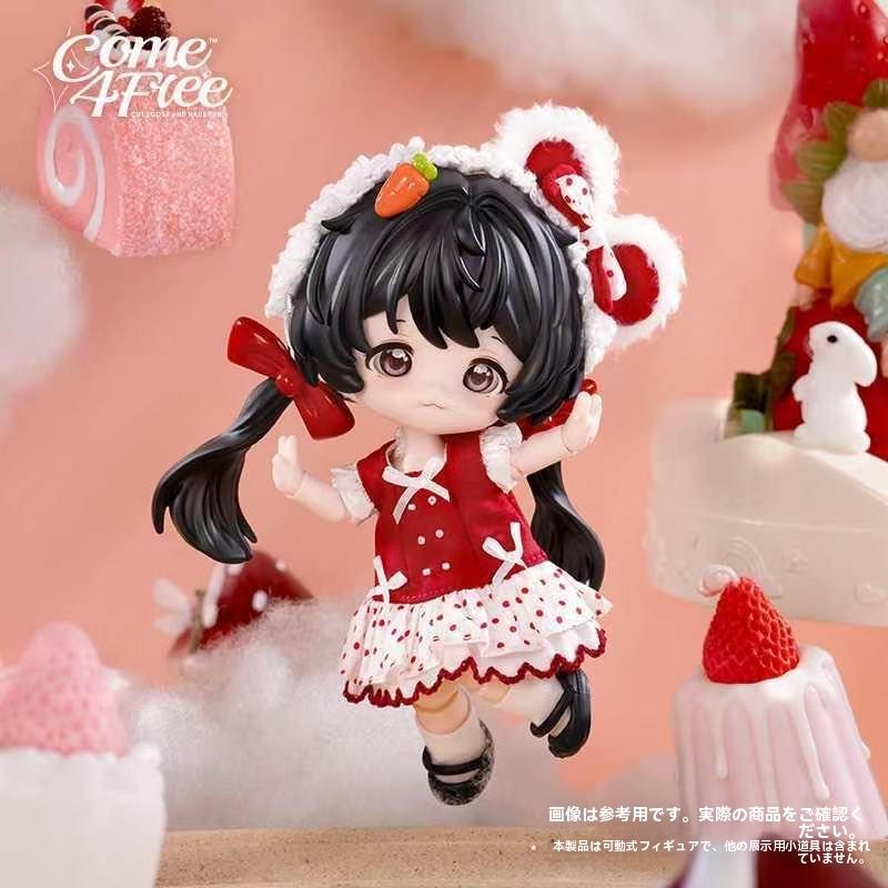 Come4Free 밀크 크림 도넛 풍 몽환 포프 12분 BJD 가동 피규어용 갈아입히기 귀여운 선물 생일 선물 레드 드레스 포함